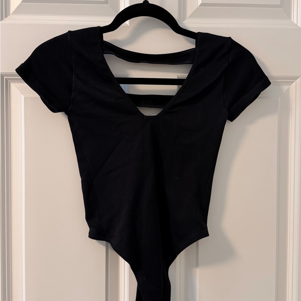 Anthropologie Black V-Neck Bodysuit